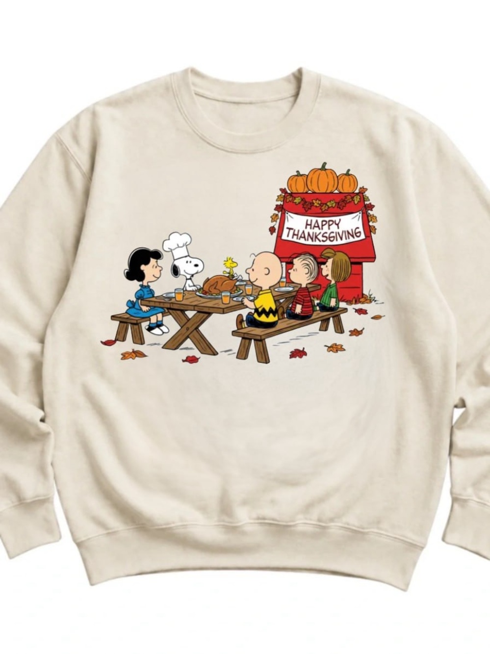 Cream Peanuts Happy Thanksgiving Crewneck Sweatshirt